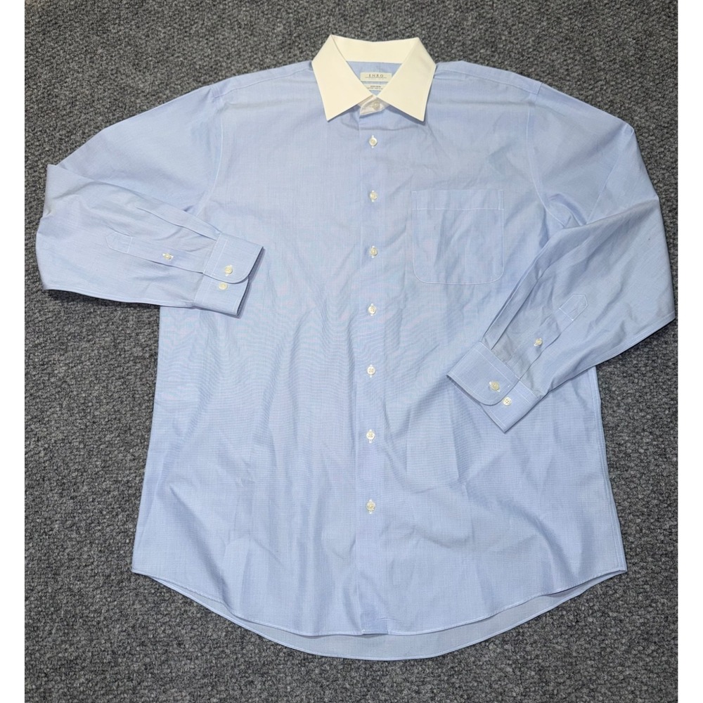 Enro Dress Shirt Blue White Contrast Winchester Collar 16 1/2 34-35 Button Down